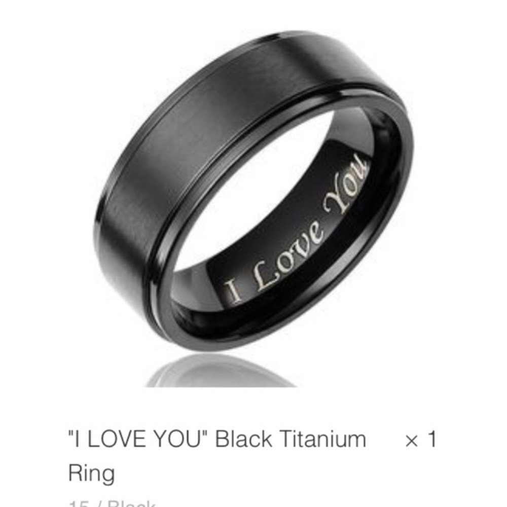 BLACK TITANIUM SIZE 13 & 10 men's I love you ring